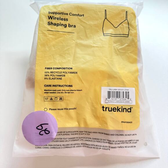 Truekind Womens Supportive Comfort Wireless Shaping Bra Sz L Chai - Picture 5 of 8